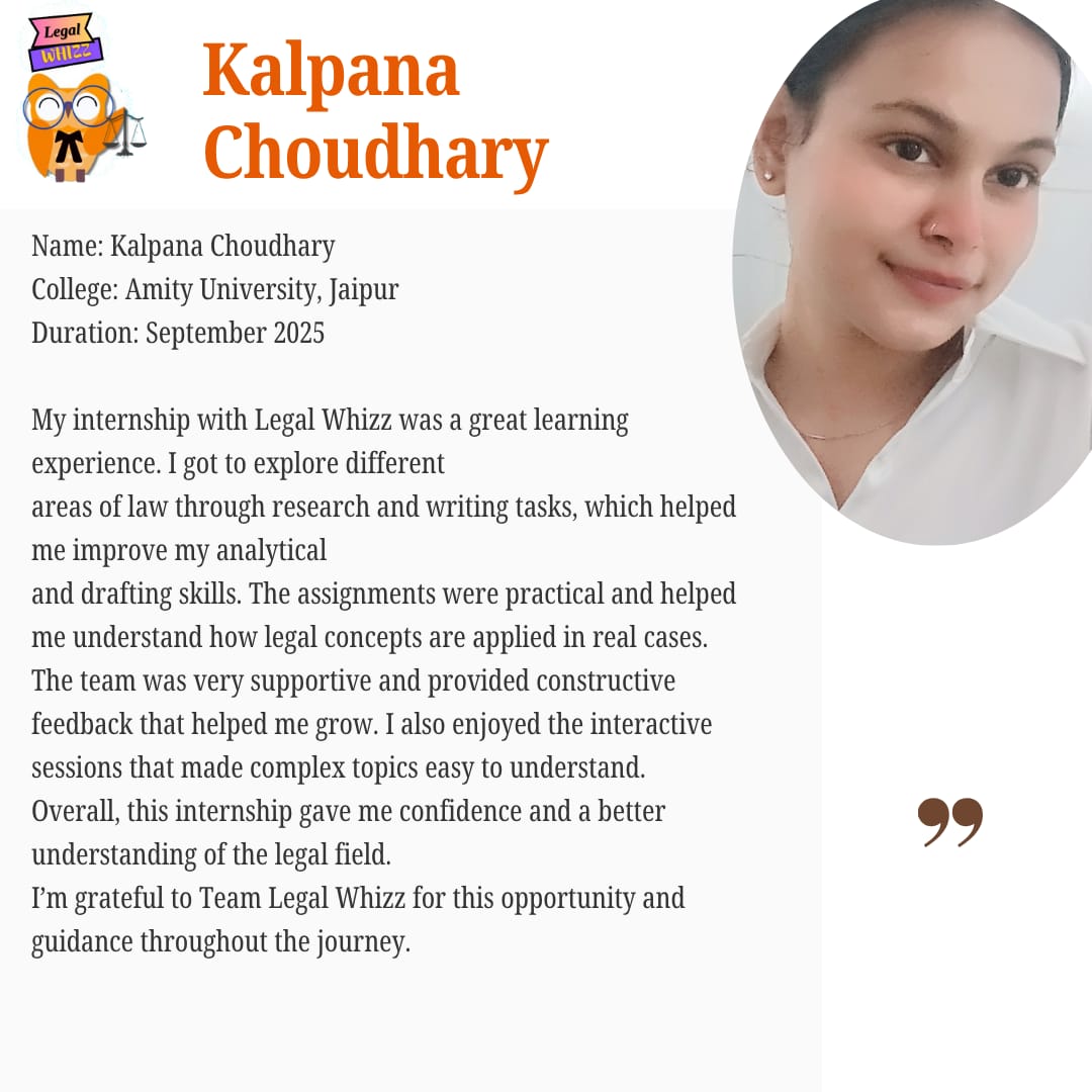 Kalpana Choudhary testimonial about Legal Whizz