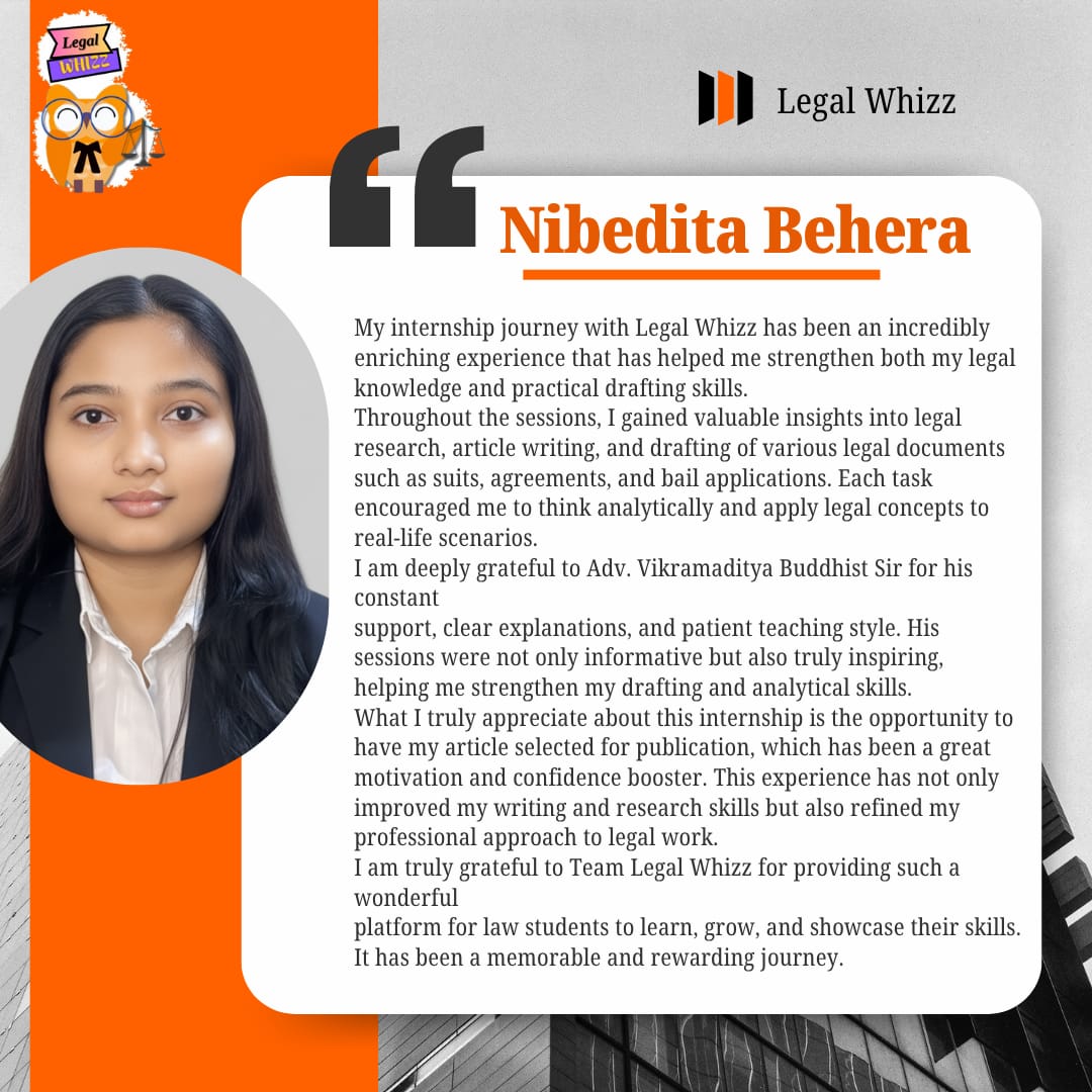 Nibedita Behera testimonial about Legal Whizz